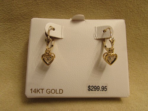 Carla 14kt Yellow Gold Dangle Heart Shaped C/Z Lever Back Earrings - 第 1/11 張圖片