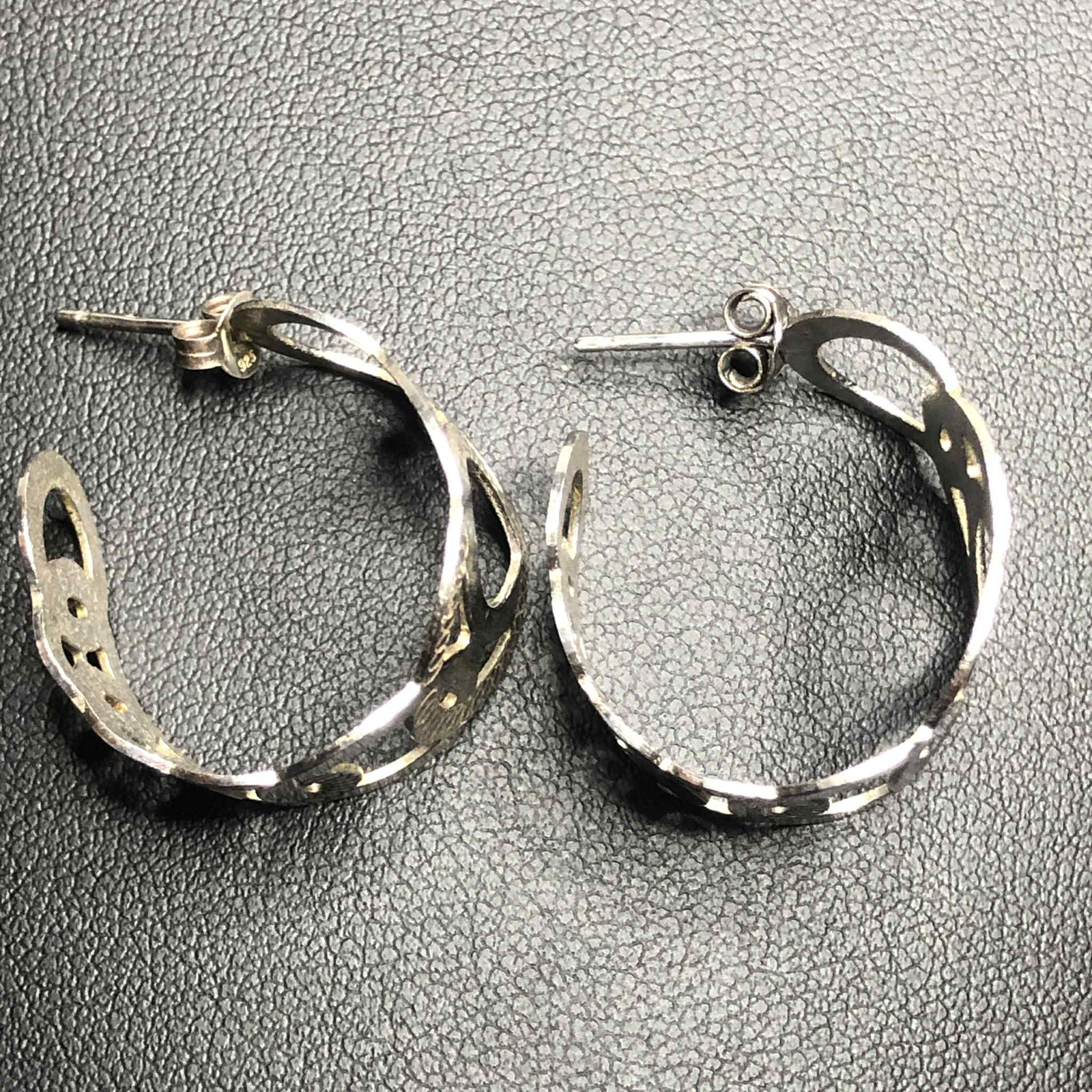5240 Sterling silver 925 Interlocking circle hoop… - image 2