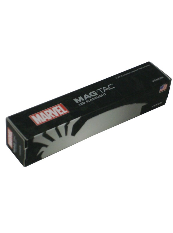 Venom Mini Maglite Mag-Tac CR123 LED Flashlight Crowned Bezel Marvel New In Box