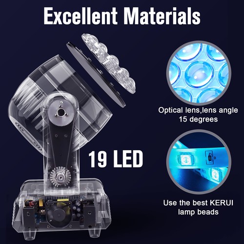 DMX 19x15W RGBW 4 en 1 LED Zoom de lavado Cabezal móvil Luz de haz DJ Disco Escenario Luz - Imagen 8 de 28