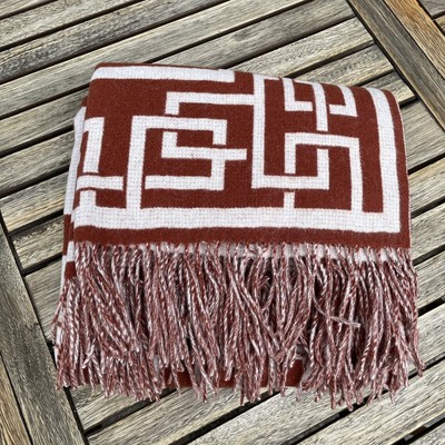 Williams Sonoma Arion Lambswool Throw Blanket Maroon 50 x70  NWOT