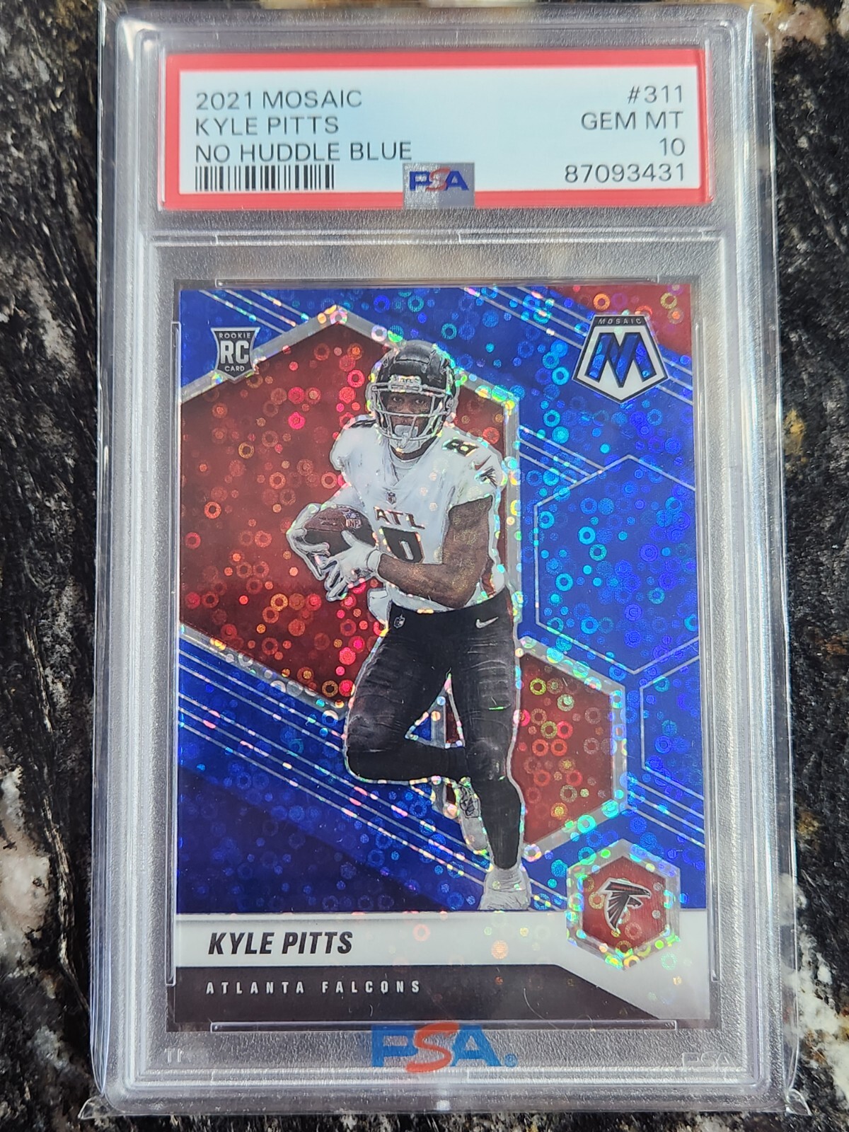 2021 Kyle Pitts RC #311 Mosaic No Huddle Blue Prizm Psa 10 Gem Mint #43/75!