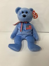 RARE AMERICA ty Beanie Baby 9/11 Blue Memorial Bear, September 11, 2001