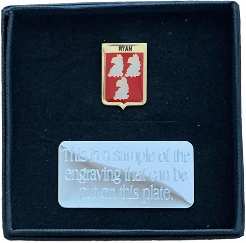 Personalised Gift Box & Family Clan Crested RYAN  Lapel pin badge
