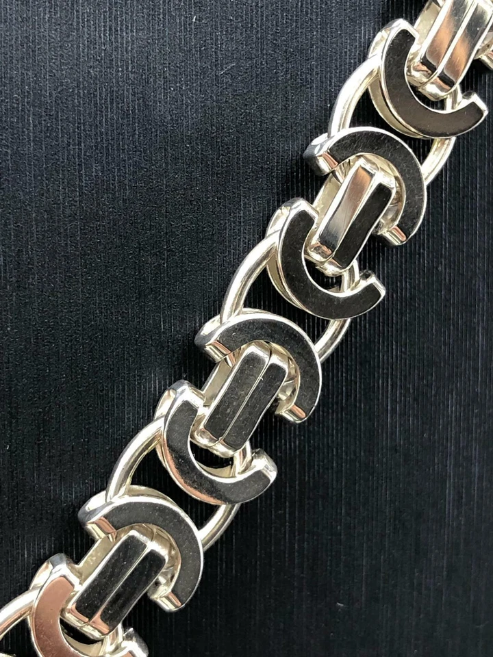 925 Solid Sterling Silver 7mm Flat Byzantine Heavy Necklace 18" 20" 22" 24" 28" - Image 2 of 4