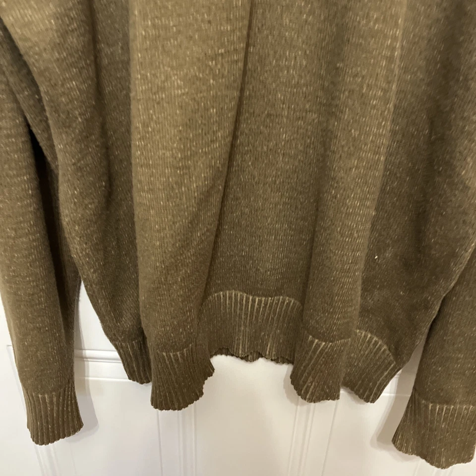 Structure 1/4 Zip Mock Neck Long Sleeve 100% Cotton Olive Sweater, XXL 47-48 - Image 4 of 4