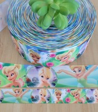 7/8  1.5 " 1 YD Tinker Bell Grosgrain Ribbon Disney Fairy Hair Bow Lanyard