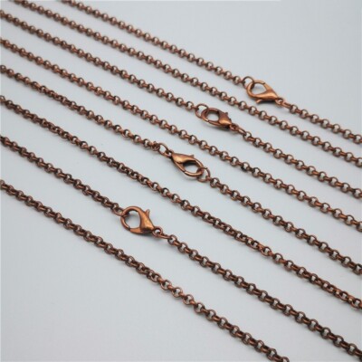 20 Strds Red Copper Metal Rolo Chain Necklaces Base Soldered - Main Image