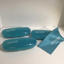 Three 3 Optical Glasses Cases Clean Cloth Teal Colored Hard Plastic Storage