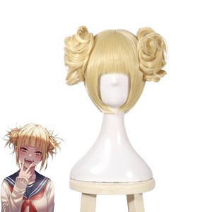Details About My Hero Academia Himiko Toga Cosplay Wig Clip Hair Bun Ponytail Blonde Anime Wig