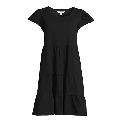 Time and Tru Women's Short Sleeve Tiered Knit Dress Black XXXL (22) | eBay Time and Tru Women's Short Sleeve Tiered Knit Dress Black XXXL (22) | eBay