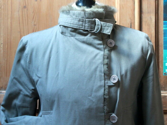 Manteau Parka Claudie Pierlot - Taille 1 - Kaki Doublure Fourrure - Occasion Très Bon état