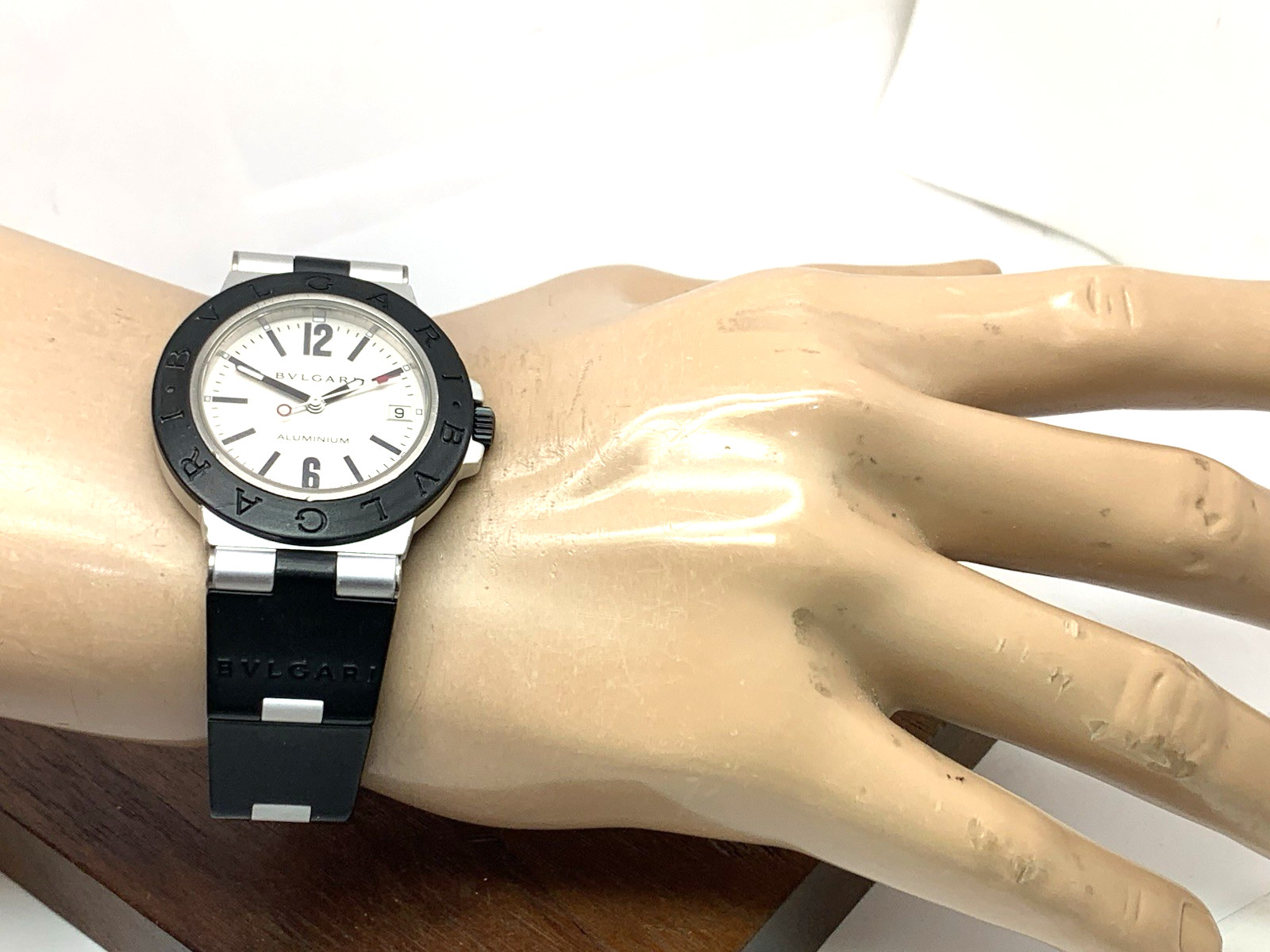 Bvlgari Men's Watch AL38A Aluminum Swiss Automatic Silver Dial Black Rubber 38mm image 3