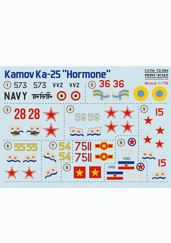 Print Scale 72-394 - 1/72 Kamov Ka-25 Hormone, wet, dry decal for aircraft - Picture 2 of 12