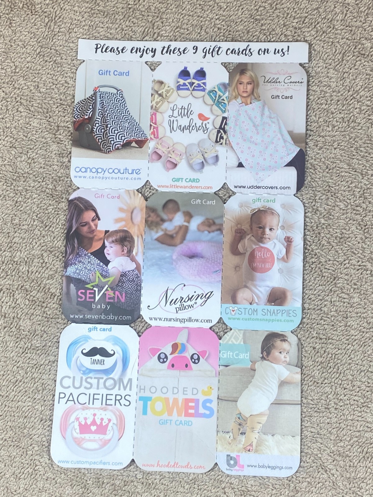 $390 Baby Gift Cards for Canopy Couture Nursing Pillow & Little Wanderers Diapers-image