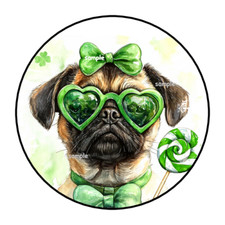 ST PATRICKS DAY PUG ENVELOPE SEALS LABELS STICKERS 1.5" ROUND 30 PUPPY DOG