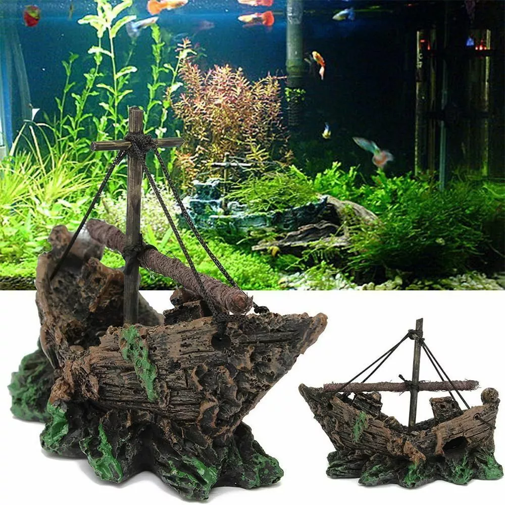 Wreck Barrel Fish Tank Decoration Aquarium Ornament Home Decor Pet Supplies