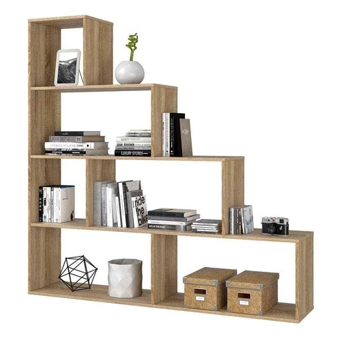 Estantería en forma de escalera, 6 baldas abiertas cuadradas y rectangulares ... - Imagen 2 de 11