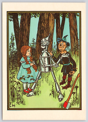Postcard Oz Tin Woodman Dorothy and the Scarecrow by W W Denslow 1986