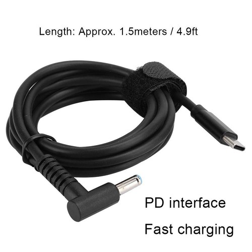 1.5m PD DC Charging Cable Power Supply Cord Decoy to Type-c Male for HP Laptop - Photo 3 sur 12
