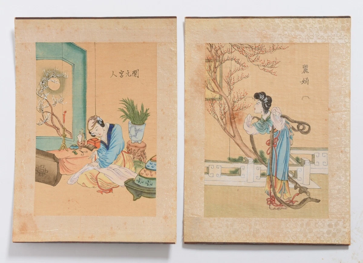 蓝色古董原创中国风绘画和卷轴| eBay