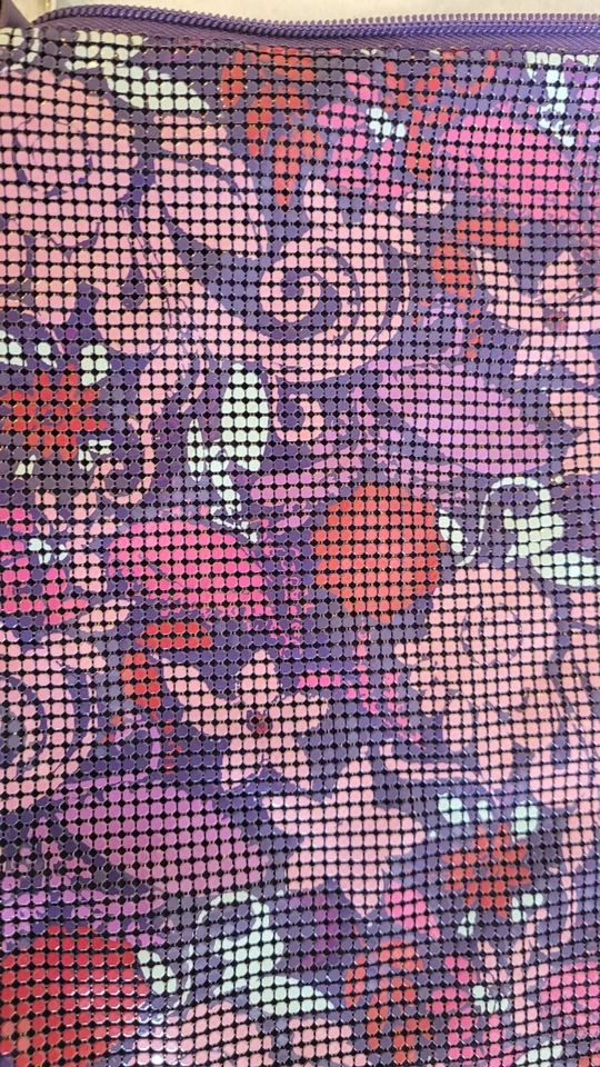Whiting & Davis Floral Púrpura Rosa Malla Metal Bolso de Mano Cartera Grande 13” X 9.5” Foto 3 de 4