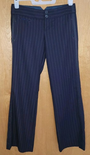 EUC Vintage Smokinghosen Nadelstreifen Wollmischung gefüttert breite Beinhose AE Damen Gr. 0 - Bild 3 von 13
