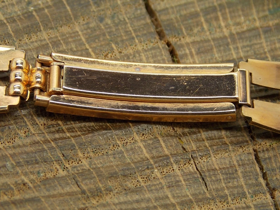 Correa de reloj Art Deco Pontiac EE. UU. Vintage 19 mm placa de oro laminado rosa nueva sin usar Foto 4 de 4