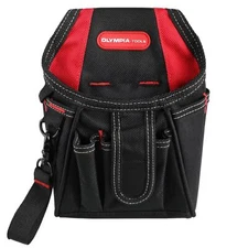 7 Pocket Tool Pouch with Belt Clip Black & Red