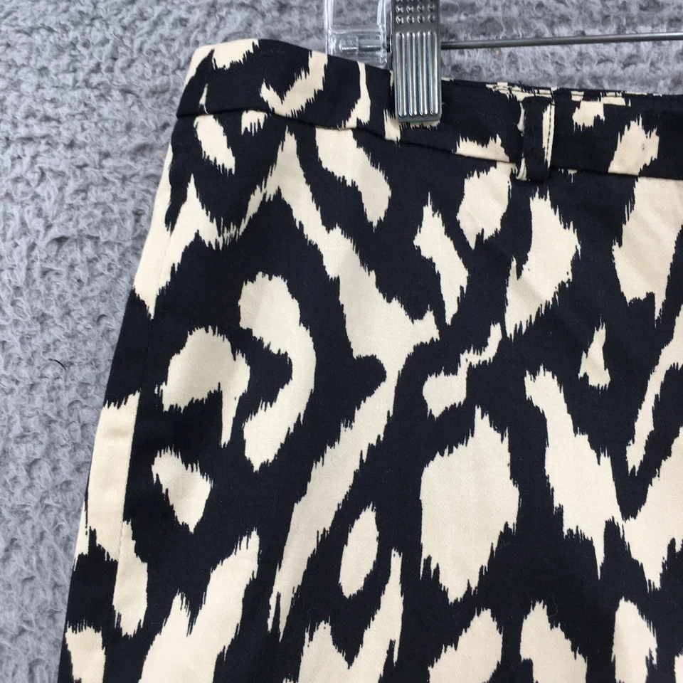 Calça Capri Larry Levine Slim Feminina 16 Camelo Preta Estampa Animal Zíper Elástico NOVA - Imagem 4 de 4