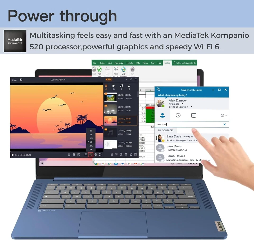 Lenovo Slim3 Chromebook 14"Touch Laptop,8Core MediaTek Kompanio 520,UpTo 4 320GB - Image 2 of 4