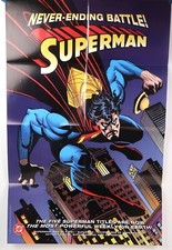 Superman DC 1995 Promo Poster 22"x34" Vintage Original NM Never Ending Battle