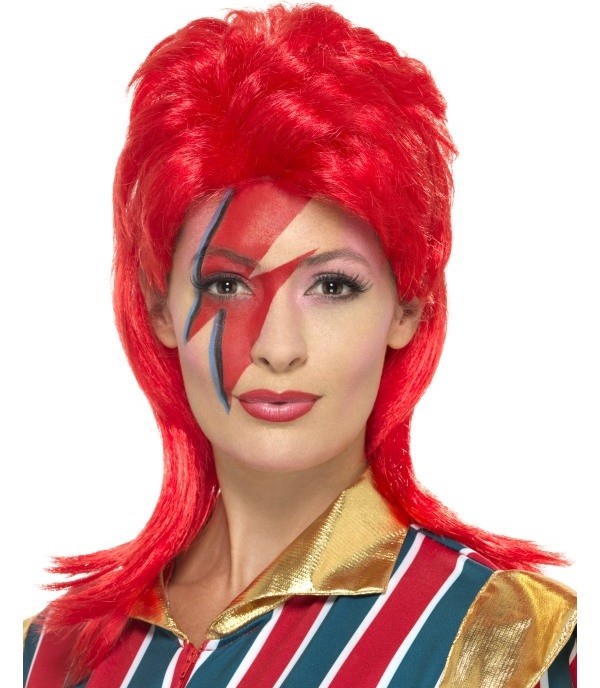 70s 1970s Uomo Space Superstar Parrucca per Costume Bowie Stardust Da Smiffys