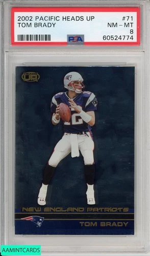 2002 PACIFIC HEADS UP TOM BRADY #71 NEW ENGLAND PATRIOTS PSA 8 NM-MT