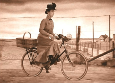 Wizard Of Oz Wicked Witch Miss Gulch On Bicycle Sepia 11x17 Photo