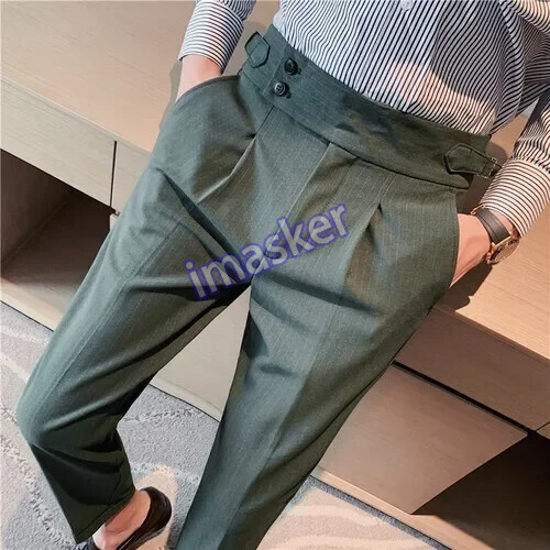 Men's Suit Pants Solid Color Casual Business Dress Pants Slim Dress Trousers - Picture 9 of 20
