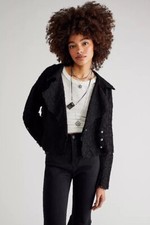 GIACCA DA LETTO IN PIZZO AMELIA FREE PEOPLE taglia M NUOVA CON ETICHETTE GIACCA IN PIZZO CROPPED NERA