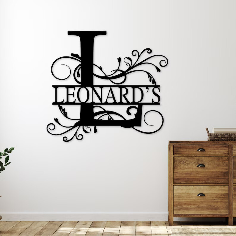 Wall Art Home Decor Metal Acrylic 3D Silhouette Poster USA Last Name Initial