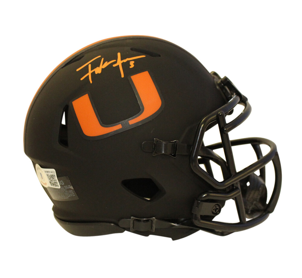 Frank Gore Autographed Signed Miami Hurricanes Eclipse Speed Mini Helmet Beckett 