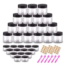 48 PCS 2oz Plastic Jars 20g Cosmetic Containers with Lids Includes Labels
