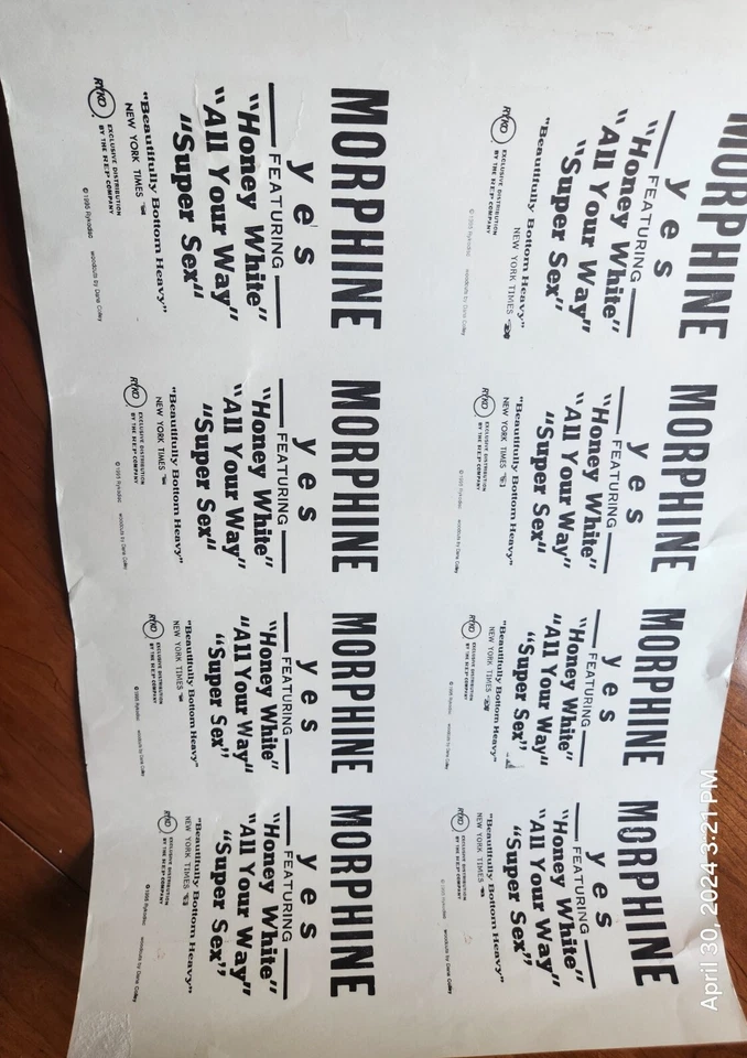 Morphine Yes Uncut Handbill Poster 1995 RYKO HONEY WHITE ALL YOUR WAY SUPER SEX - Image 2 of 4