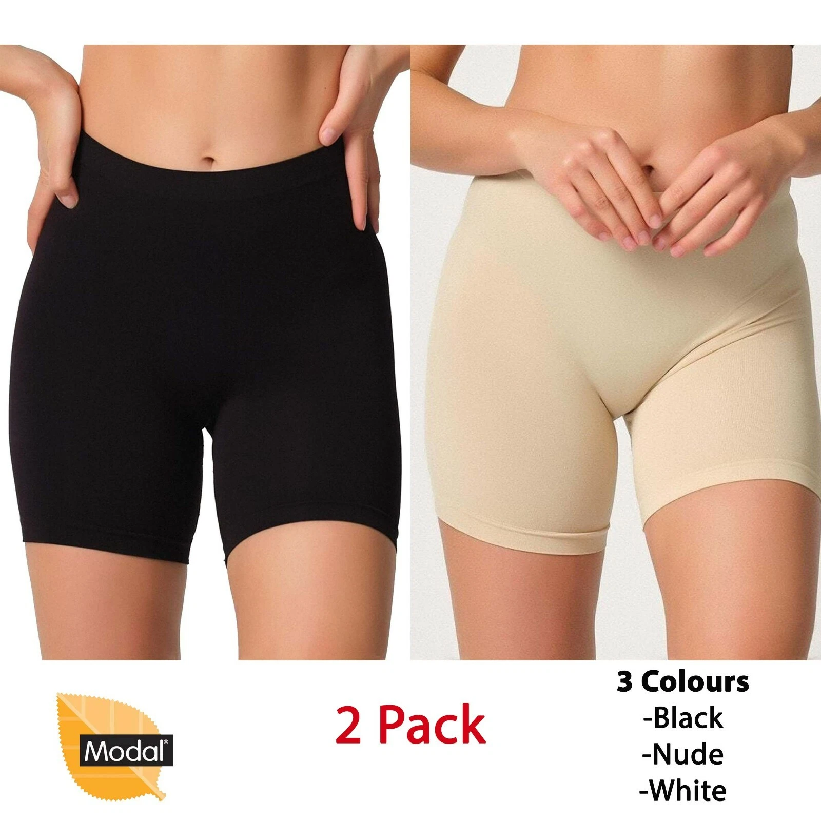 Pack of 2 Women's Cycling Shorts Dancing Active MODAL Lycra Anti Chafing