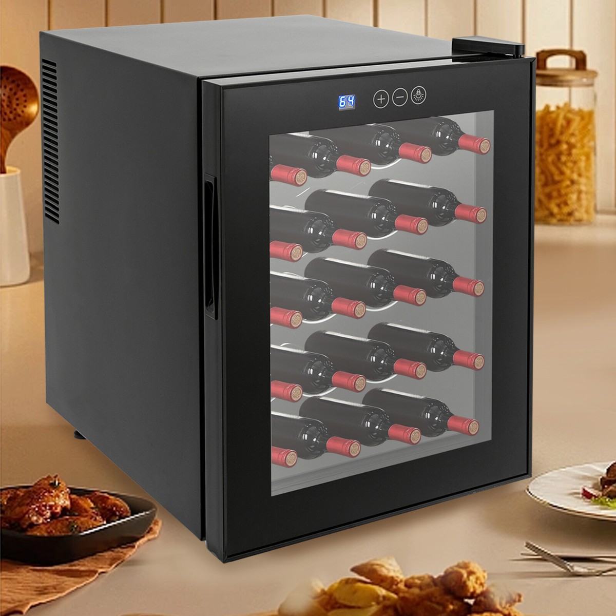 Black Wine Fridge 48L 20-Bottles Small Wine Cooler