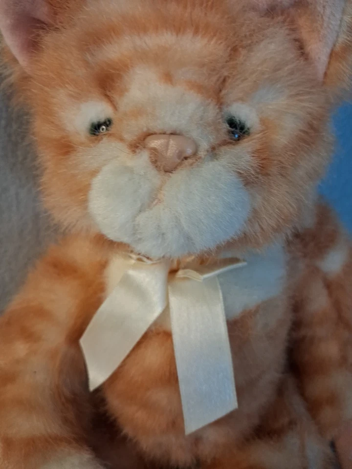CAT Vintage RUSS SCRATCH Cat Orange Striped Peach Bow kitten love - Image 4 of 4
