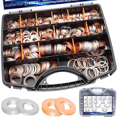#ad Flat Copper Aluminum Washer Set 1160pc Case $97.98