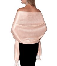 Pashmina Shawls and Wraps for Evening Dresses, Large Soft Pale Rose Gold