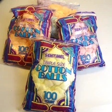 Sentinel Pastel Cotton Balls Triple Size Prop Crafting Pink Yellow Orange