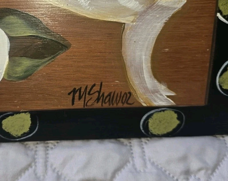 Arte popular primitivo conejo conejito liebre pintura artista contemporáneo M. Shaw 02 Foto 3 de 4