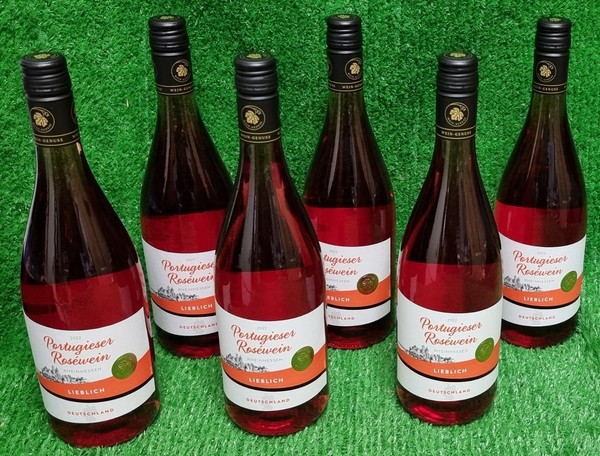 (3,75€/L) 6X Wein Genuss Portugieser QualitäTswein Rosé Rheinhessen Wein 1L-image