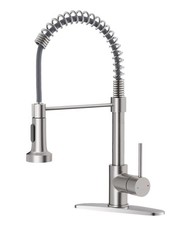 Pull Down Kitchen Faucet with Spring Sprayer, Brushed Nickel   SUS304 Lead-Fr...
